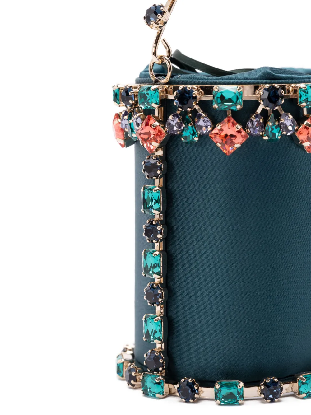 Rosantica Holli Buganville Crystal-embellished Satin Top Handle Bag In Blue