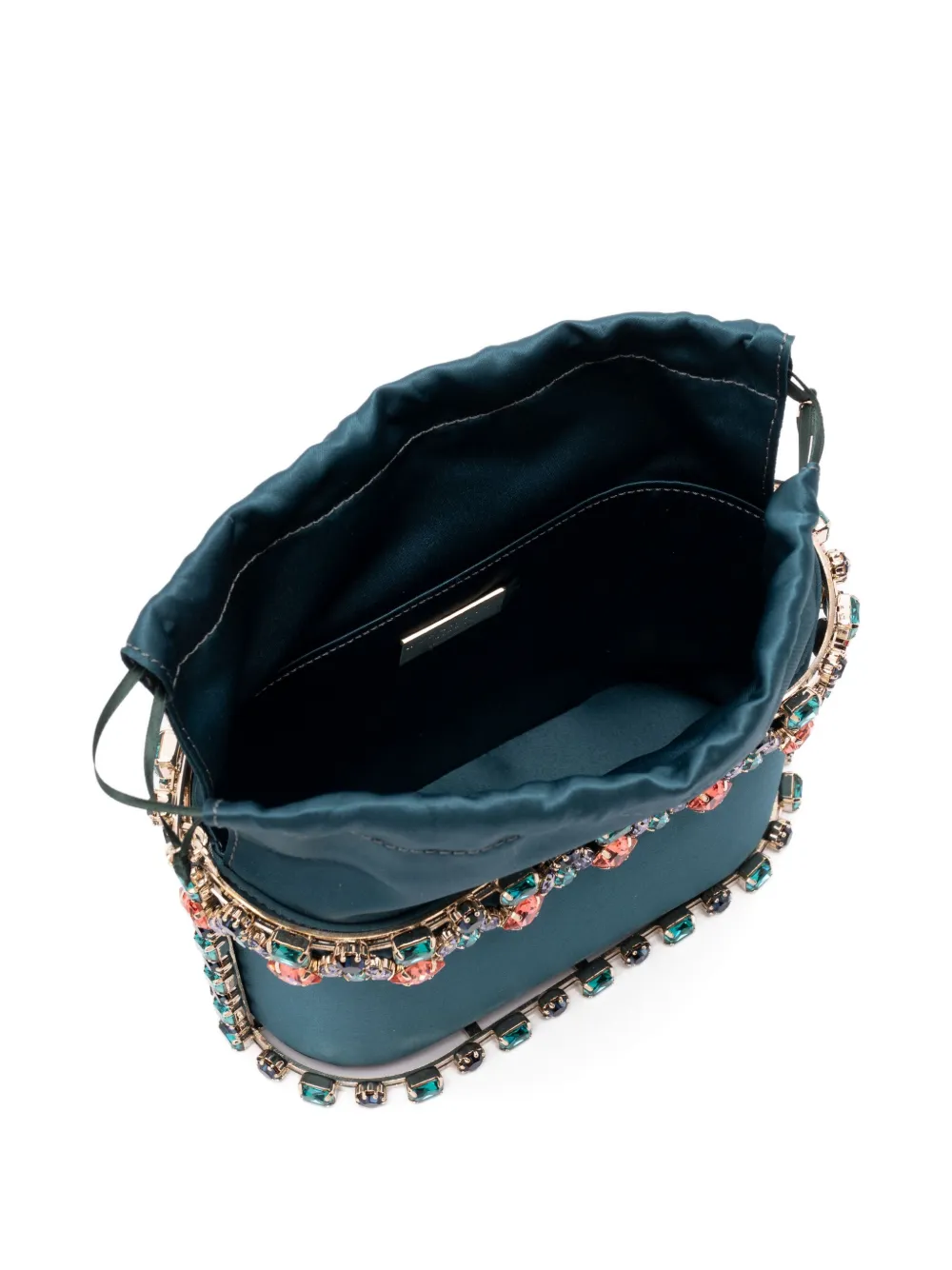 Rosantica Holli Buganville Crystal-embellished Satin Top Handle Bag In Blue