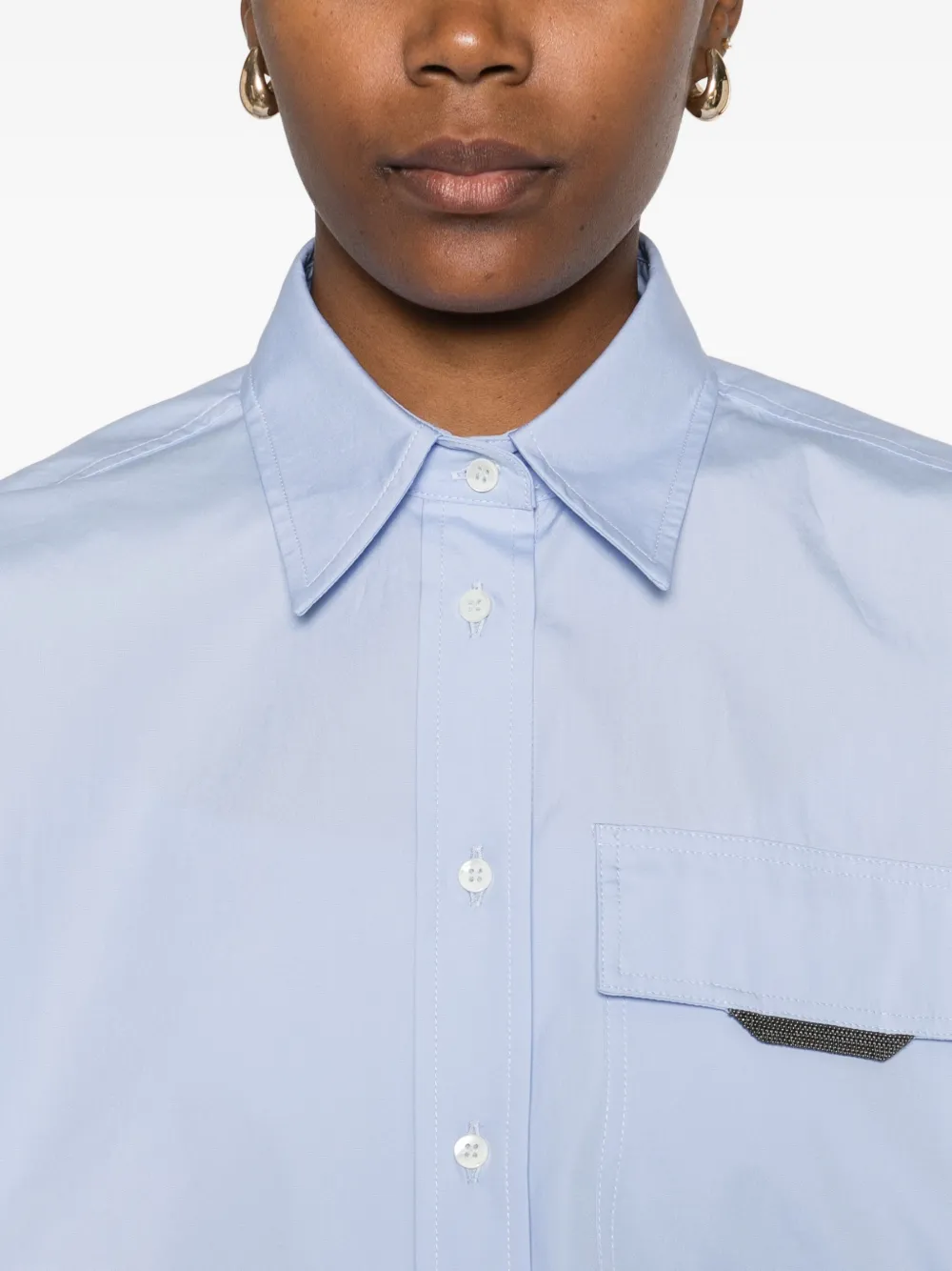 Brunello Cucinelli Women Shirt With Iconic Jewelry Detail In Blue