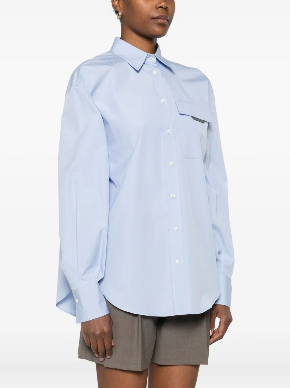 Brunello Cucinelli Women Shirt With Iconic Jewelry Detail In Blue