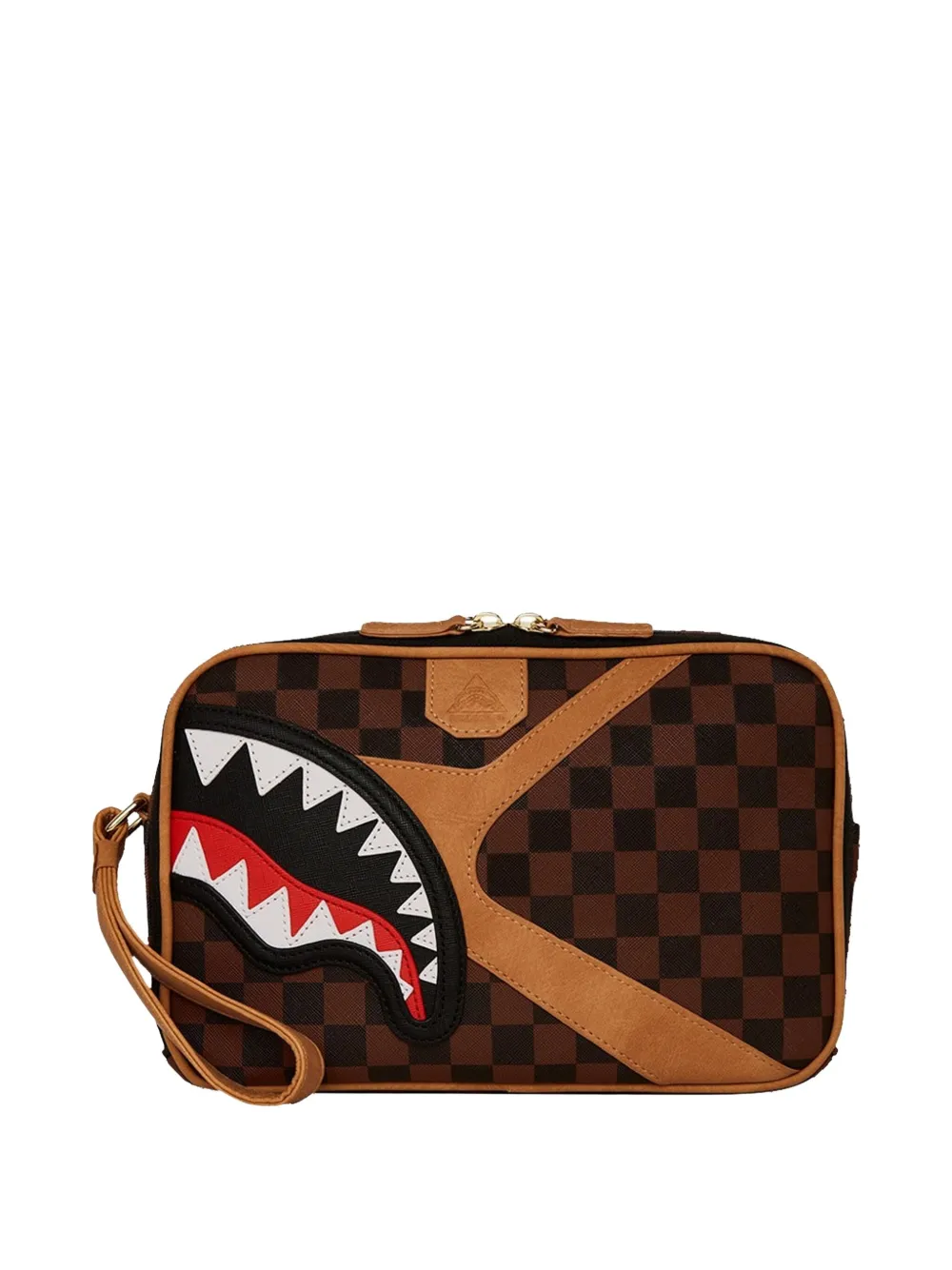 Sprayground Hennyville shark-motif wash bag | Brown | Image 1