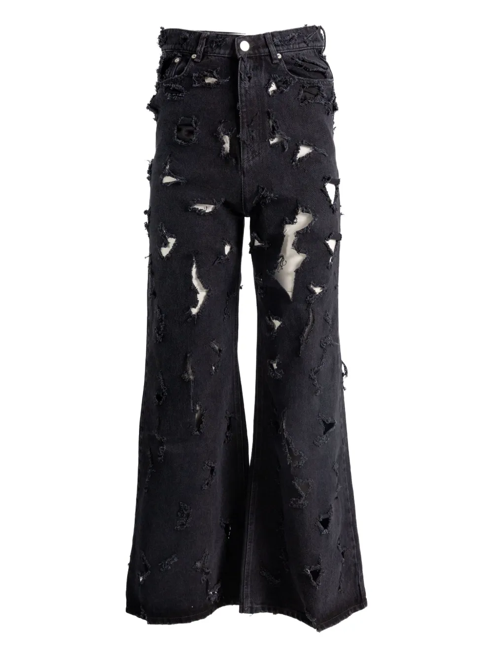 Matieres Fecales Distressed-effect Jeans In Black