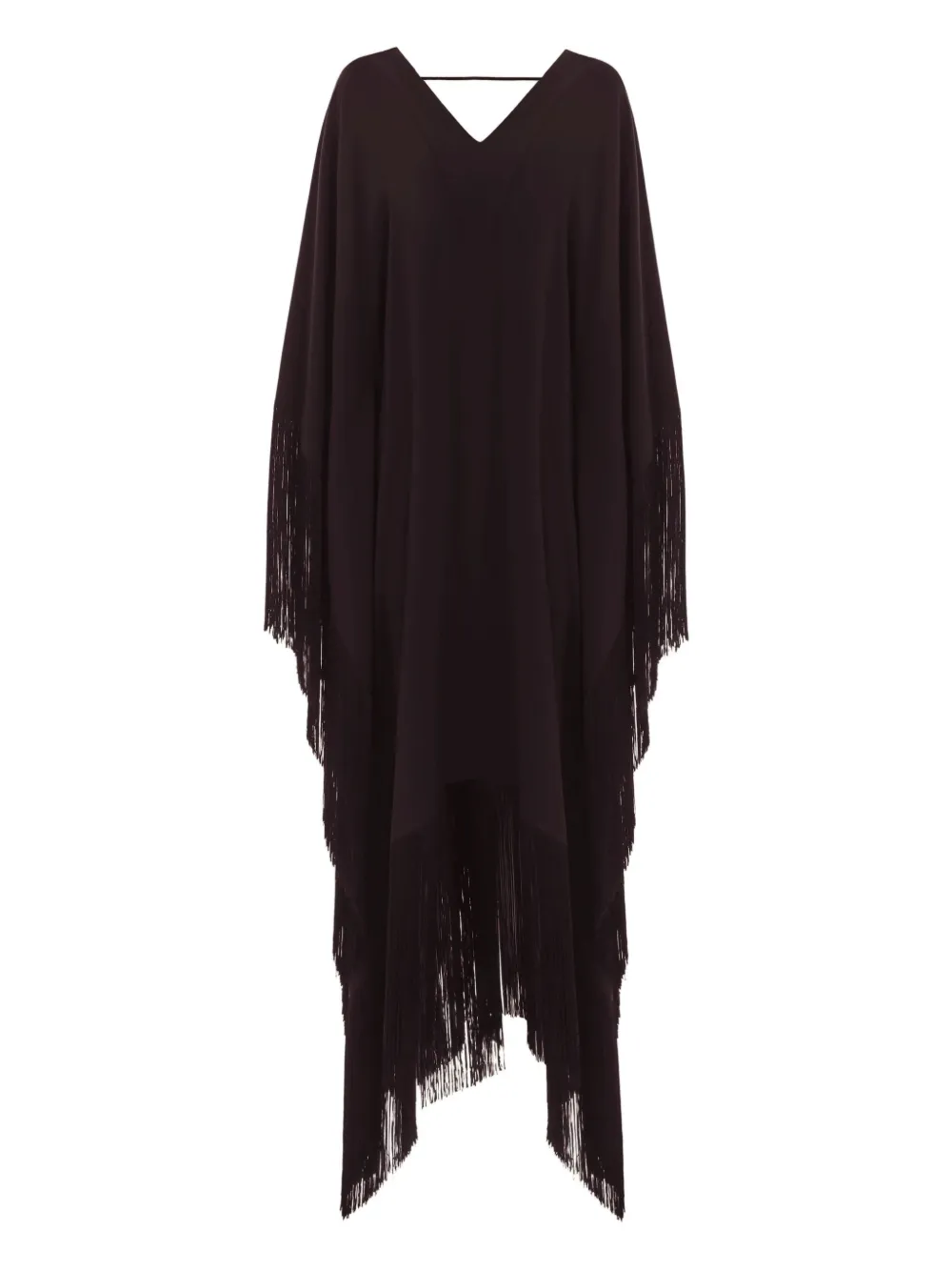 Taller Marmo Very Ross Fringed Asymmetric Kaftan In Brown