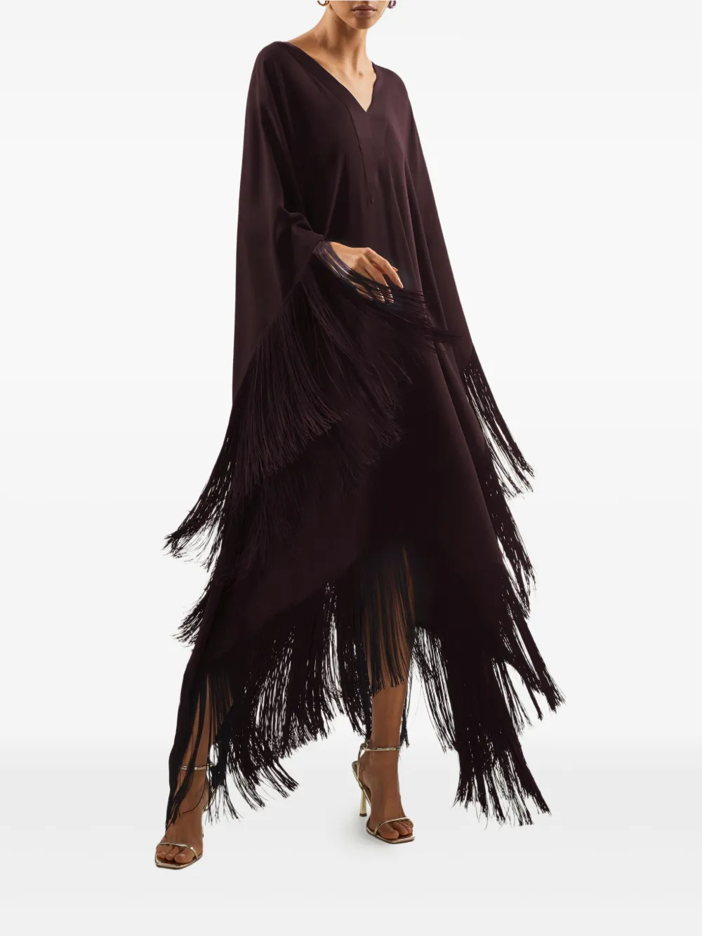 Taller Marmo Very Ross asymmetrische jurk met franje Bruin
