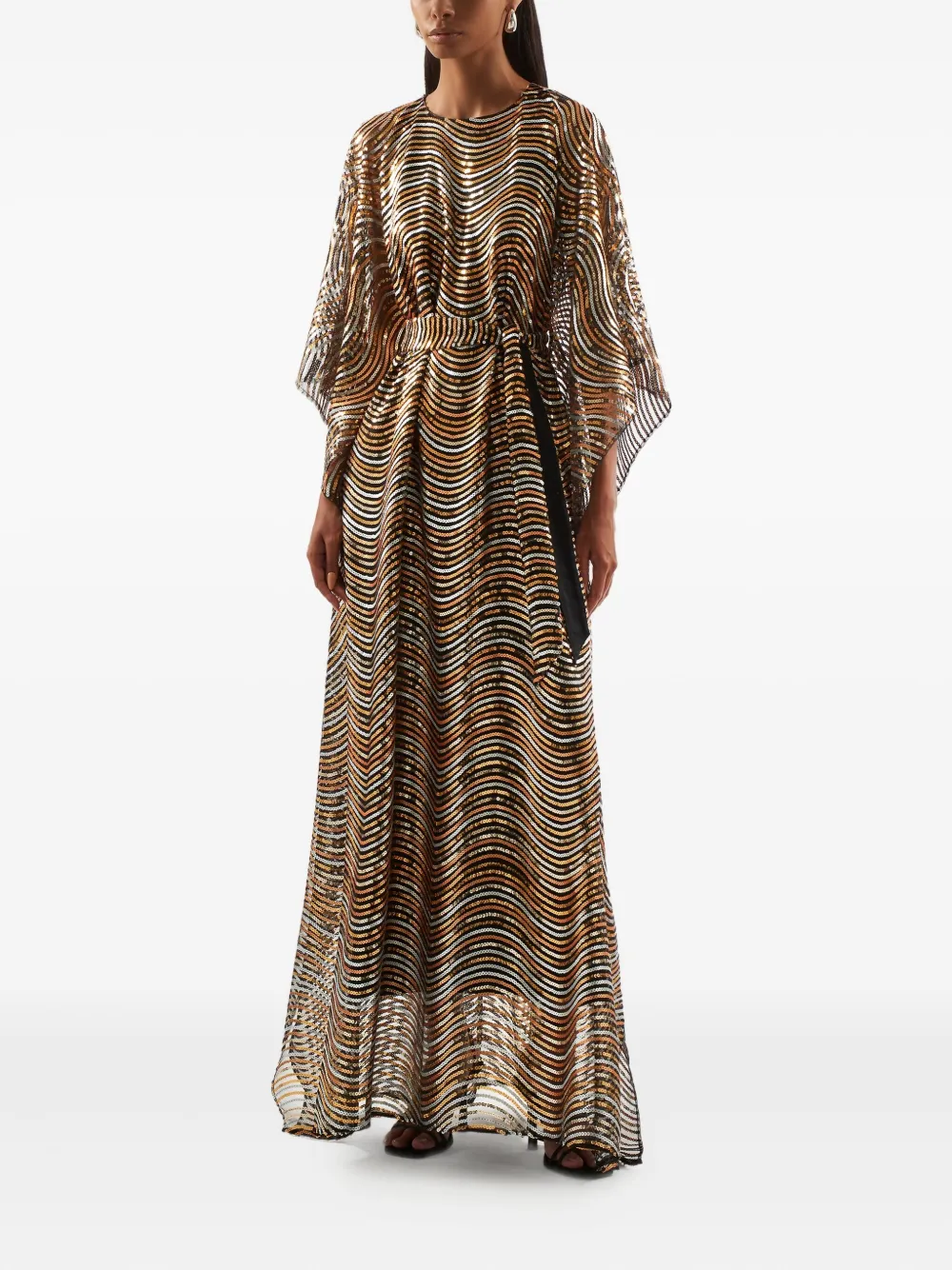 Taller Marmo Erte maxi-tuniek met golvend patroon - Goud