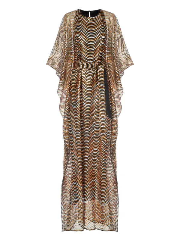 Taller Marmo Erte Wave-Pattern Maxi Kaftan - Gold