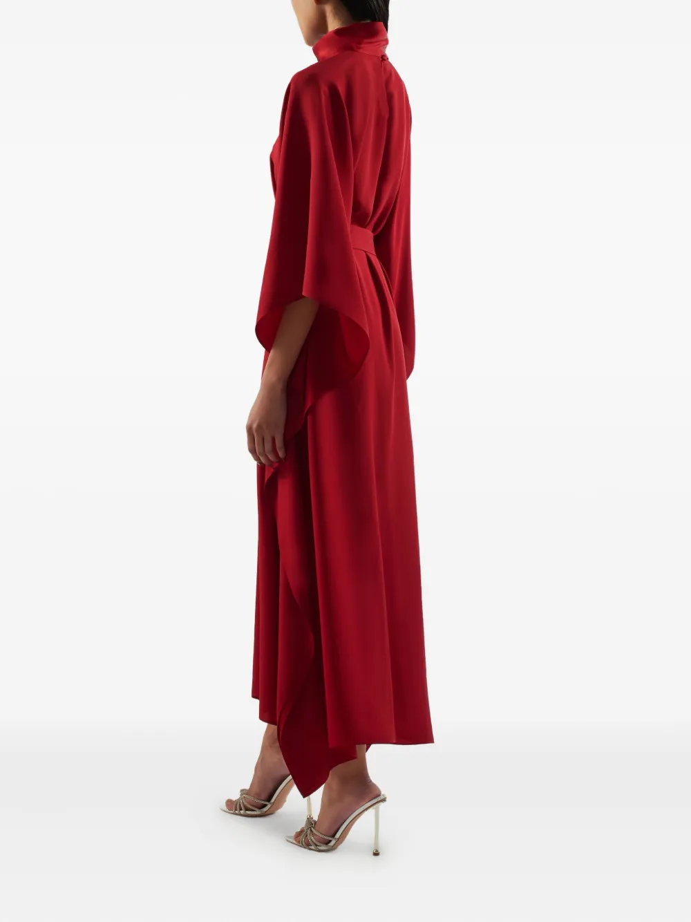 Taller Marmo La Luna Crytal-embellished Belted Cady Gown In Red