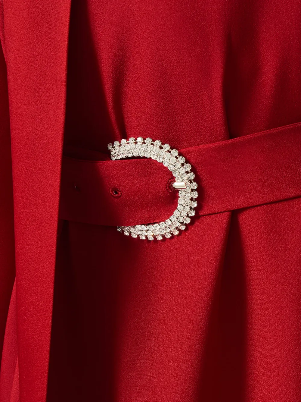 Taller Marmo La Luna Crytal-embellished Belted Cady Gown In Red