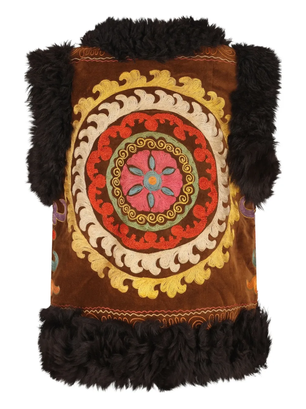 Zazi Vintage Geometric-pattern Gilet In Brown