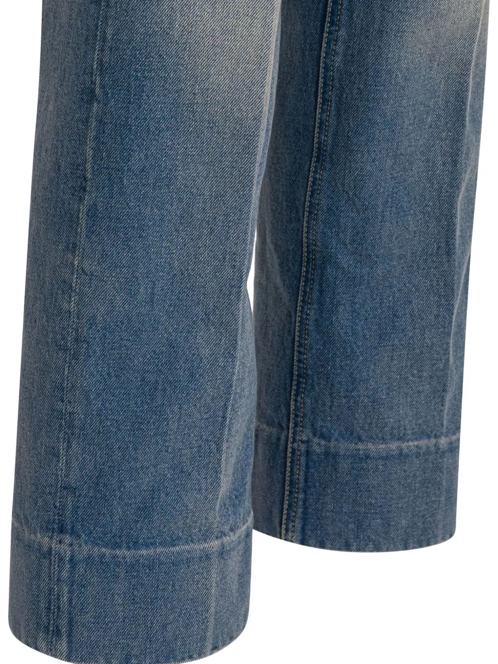 Valentino Logo-patch Cuffed Denim Jeans In Blue