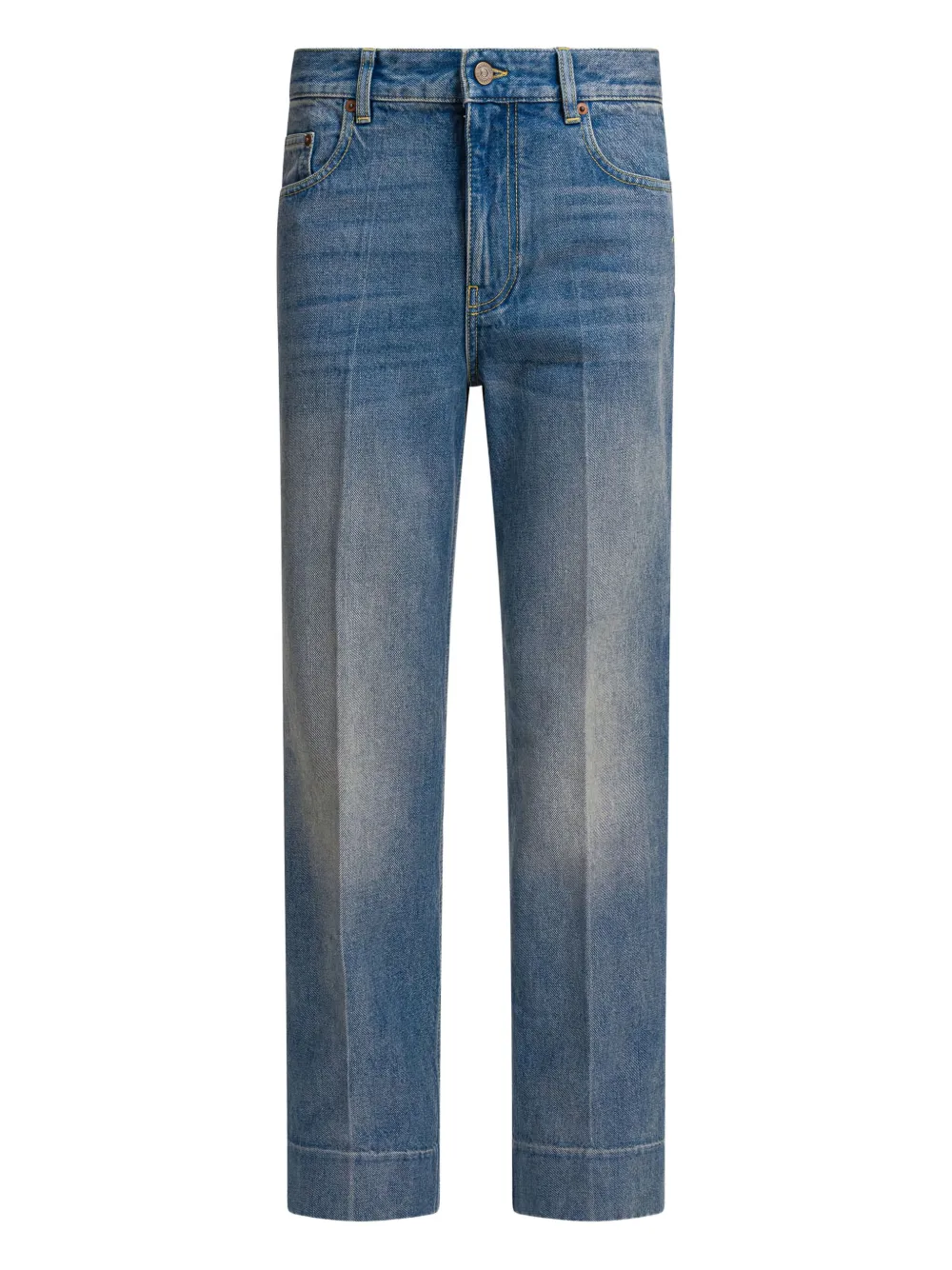 Valentino Garavani logo-patch cuffed denim jeans - ブルー Valentino Garavani logo-patch cuffed denim jeans - ブルー