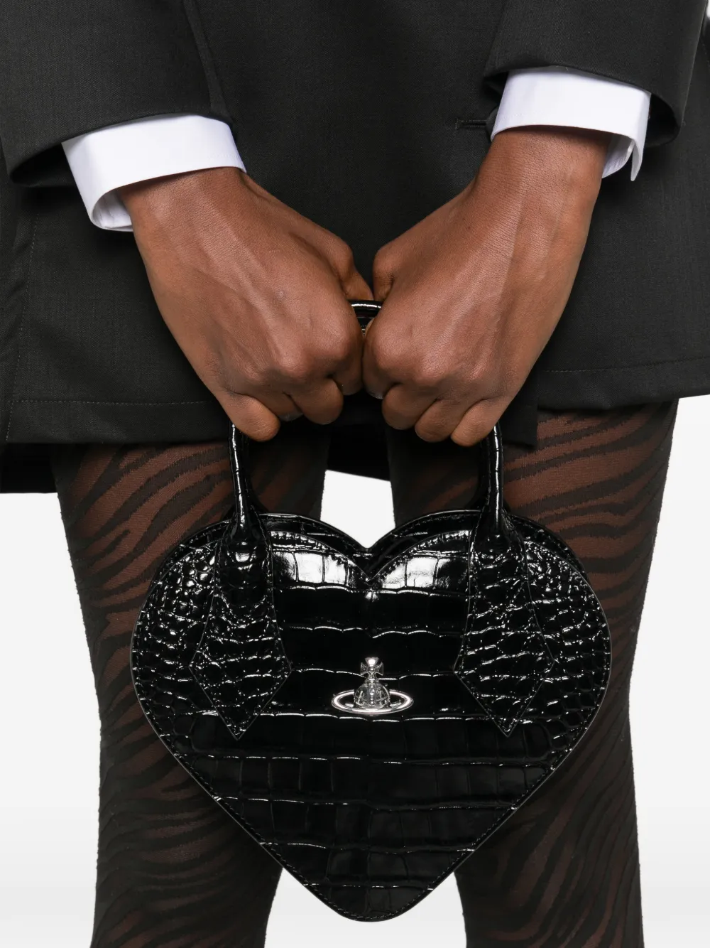 Vivienne Westwood heart-shape embossed tote bag - Zwart