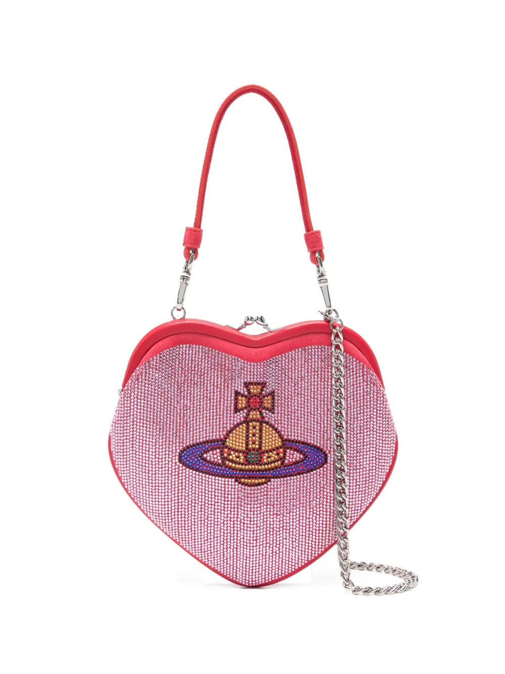 Vivienne Westwood Belle heart-frame hotfix tote bag - Rosso