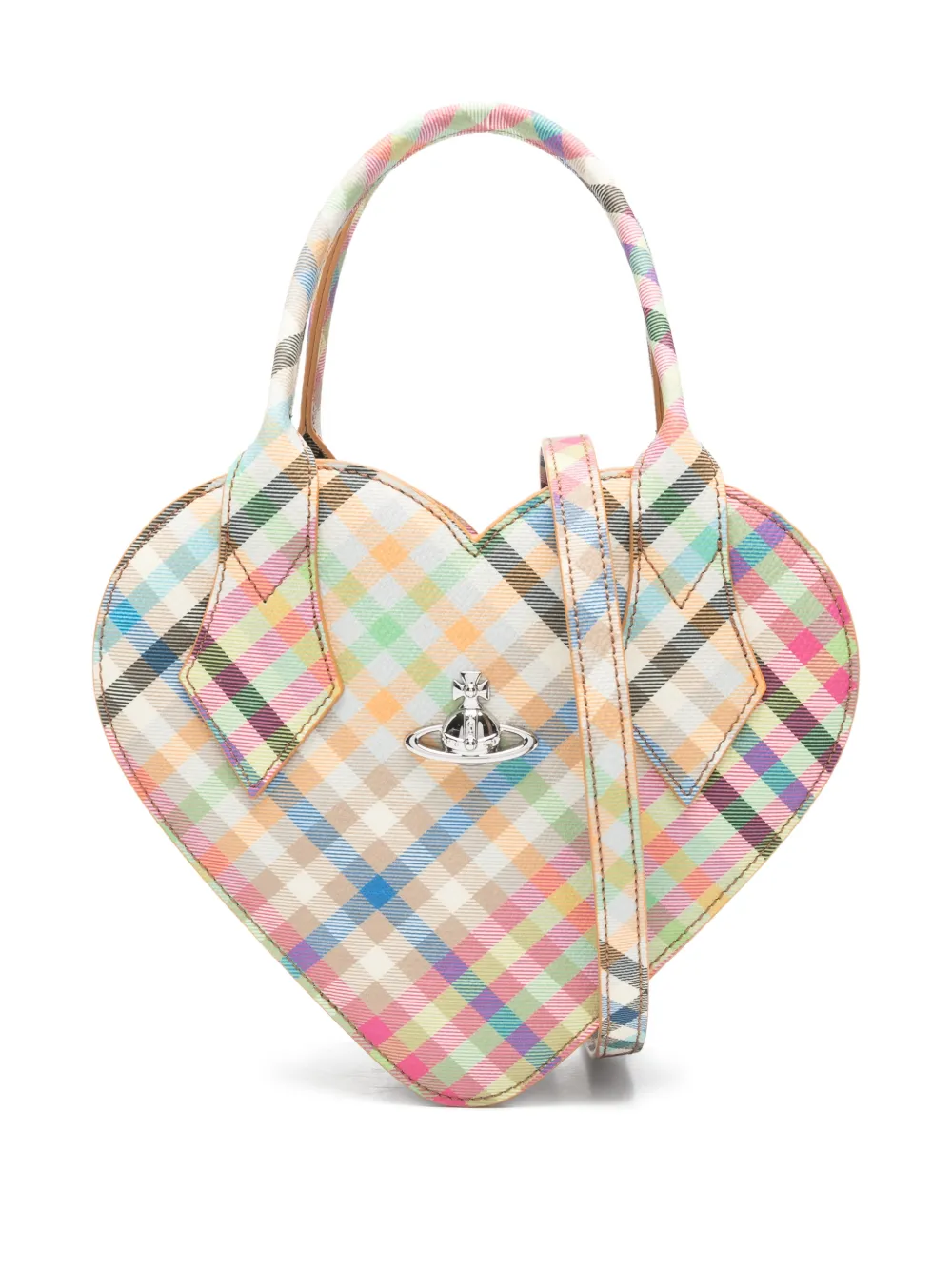 Vivienne Westwood Josephine heart plaid tote bag - Toni neutri