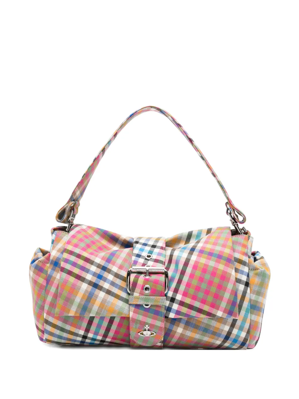 Vivienne Westwood XL Hazel Treasure heather check buckle tote bag - Rosa