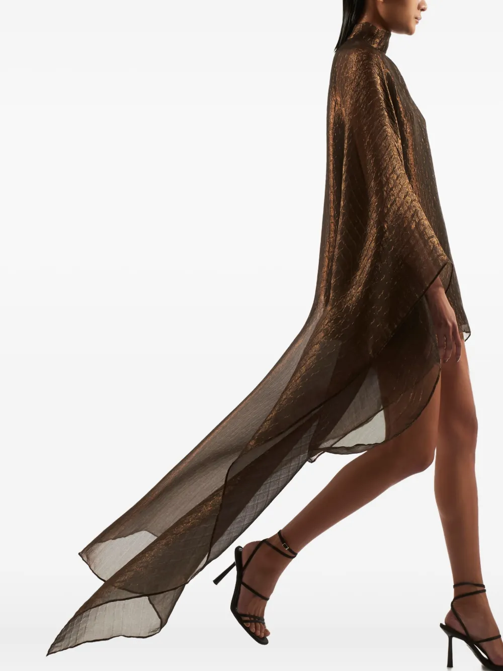 Taller Marmo Dallas High-neck Mini Kaftan In Brown