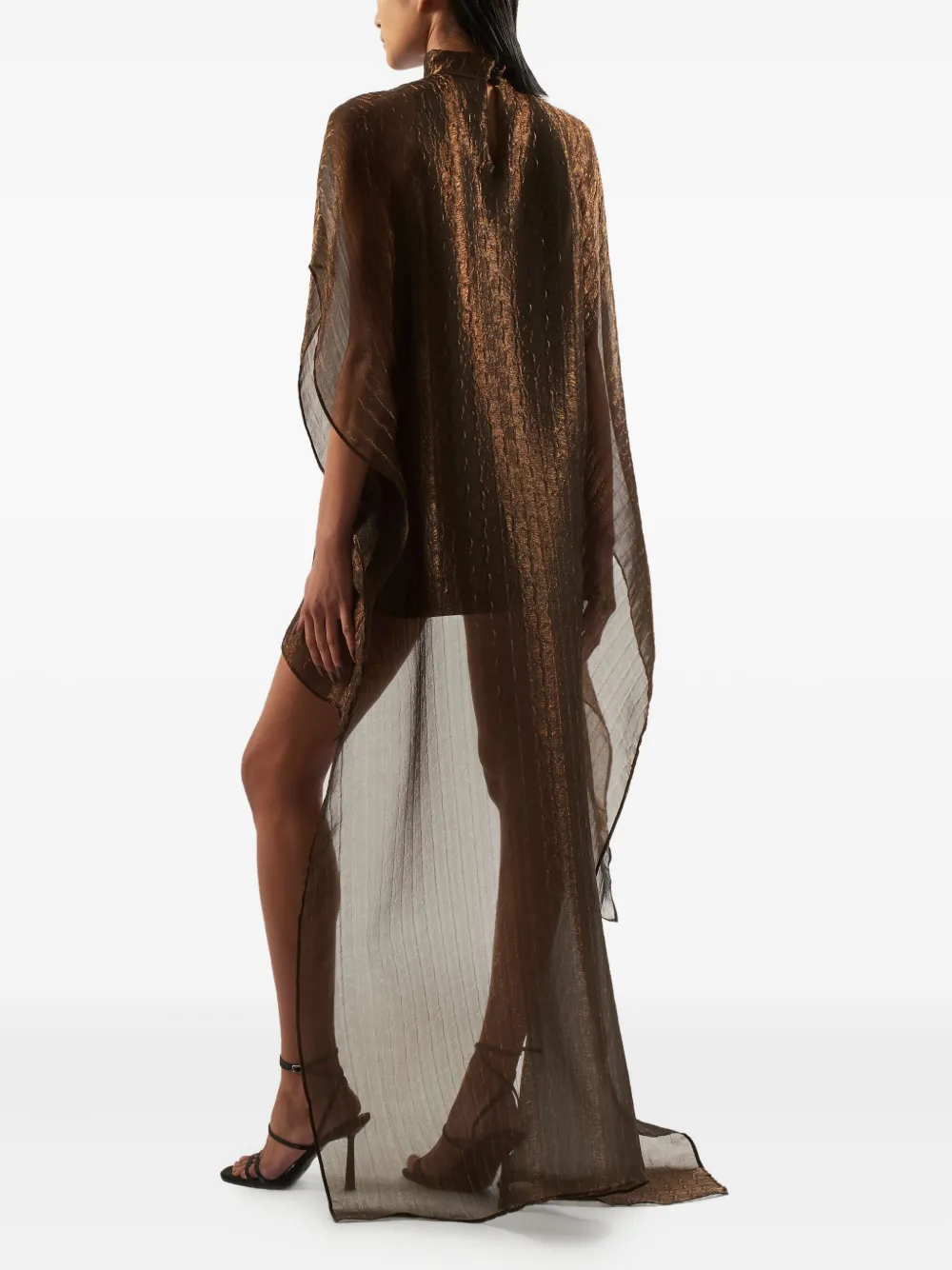 Taller Marmo Dallas High-neck Mini Kaftan In Brown
