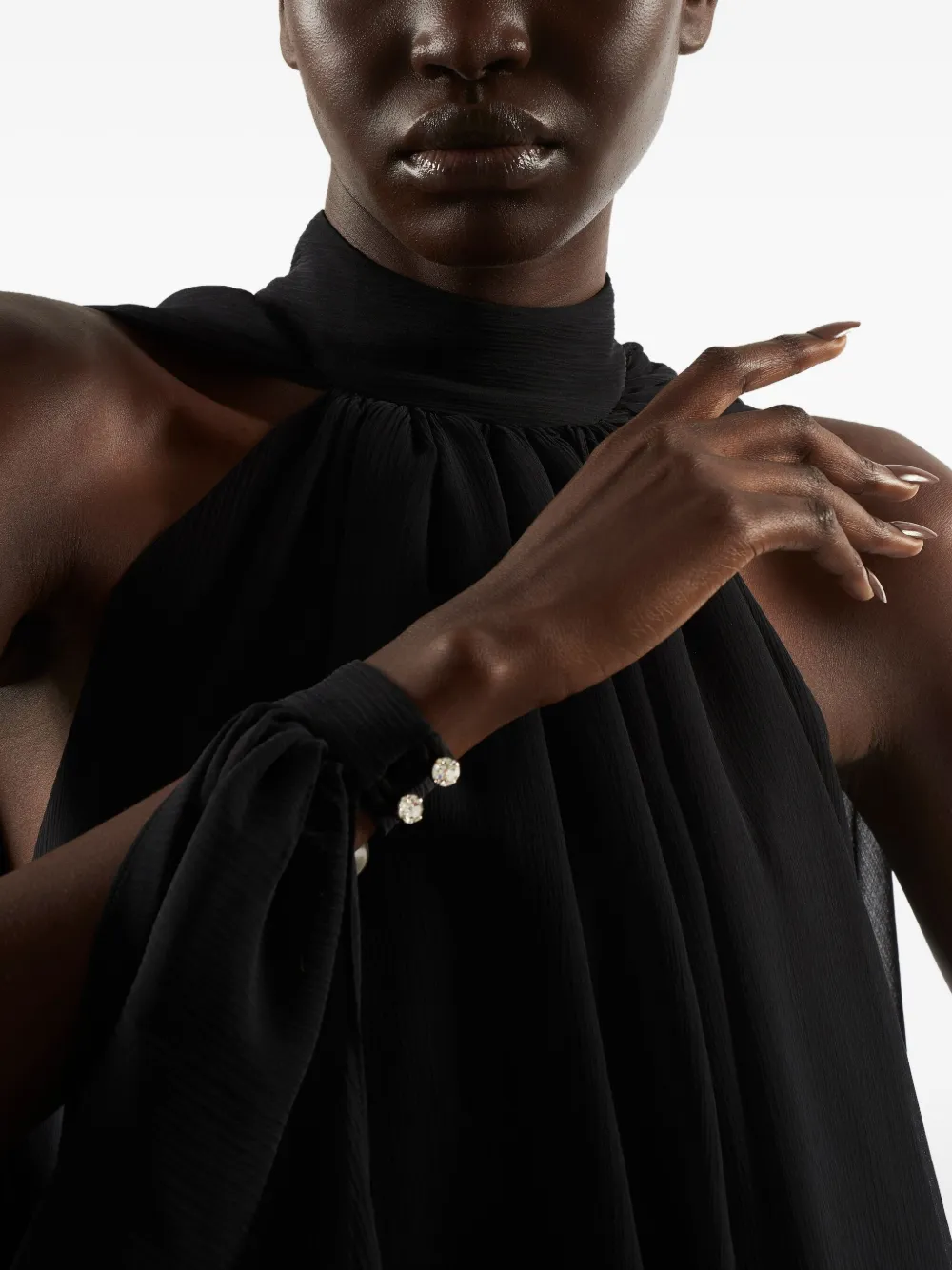 Taller Marmo Eterea mini-jurk met hoge hals Zwart