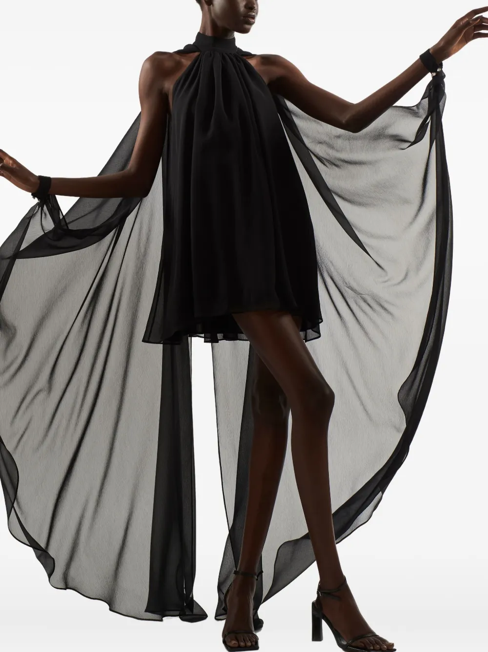 Taller Marmo Eterea mini-jurk met hoge hals Zwart