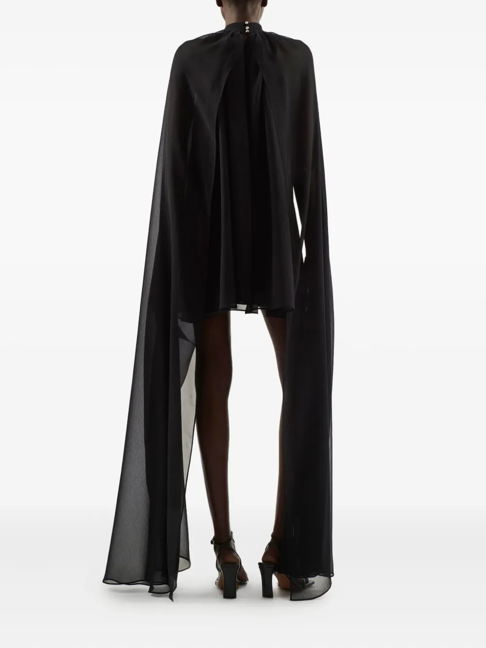 Taller Marmo Eterea mini-jurk met hoge hals Zwart