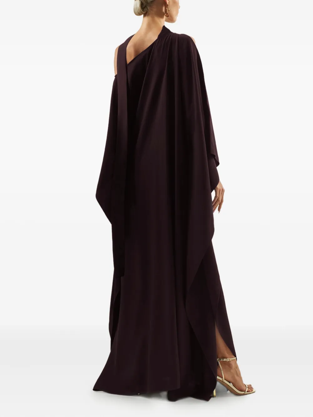 Taller Marmo Barths One-shoulder Maxi Kaftan In Brown
