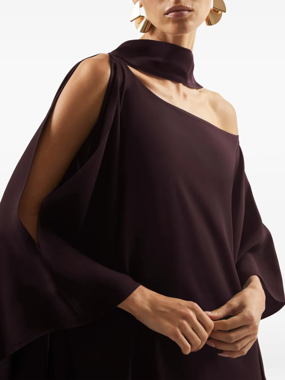 Taller Marmo Barths One-shoulder Maxi Kaftan In Brown