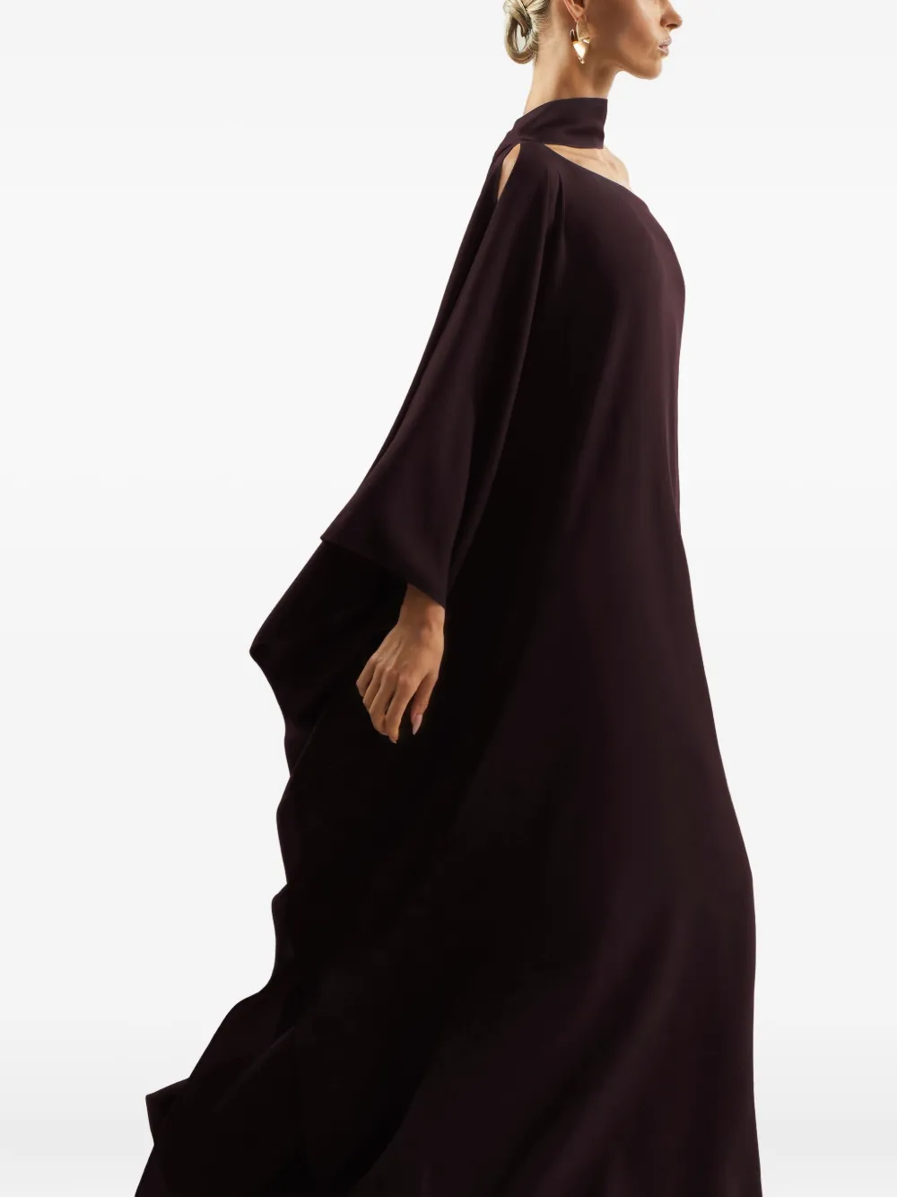 Taller Marmo Barths One-shoulder Maxi Kaftan In Brown