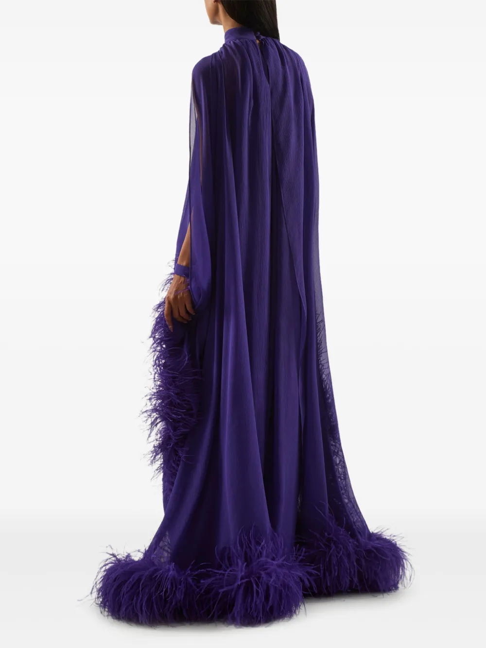 Taller Marmo Feathered Eterea Maxi Gown In Multi