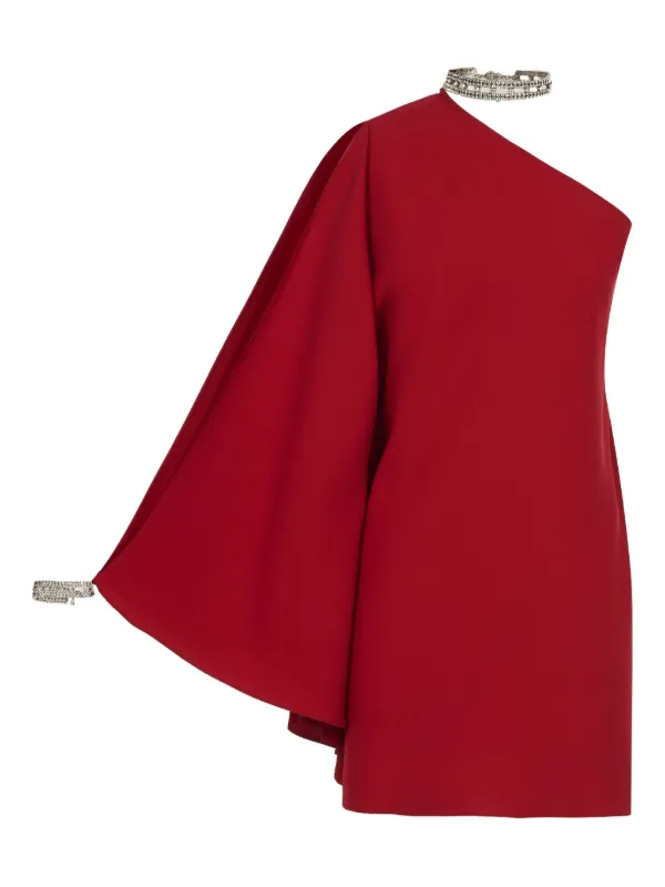 Taller Marmo Bolkan Crystal One-shoulder Mini Dress in Red