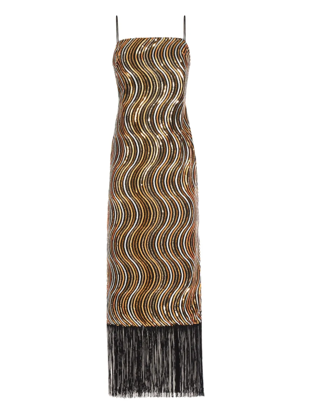 Taller Marmo Hemingway Disco Fringed Sequin-embellished Midi Dress In Gold