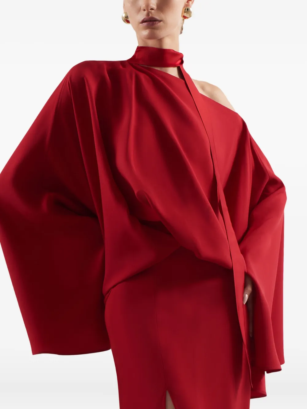 Taller Marmo Brooks Cape-slit Maxi Dress In Red