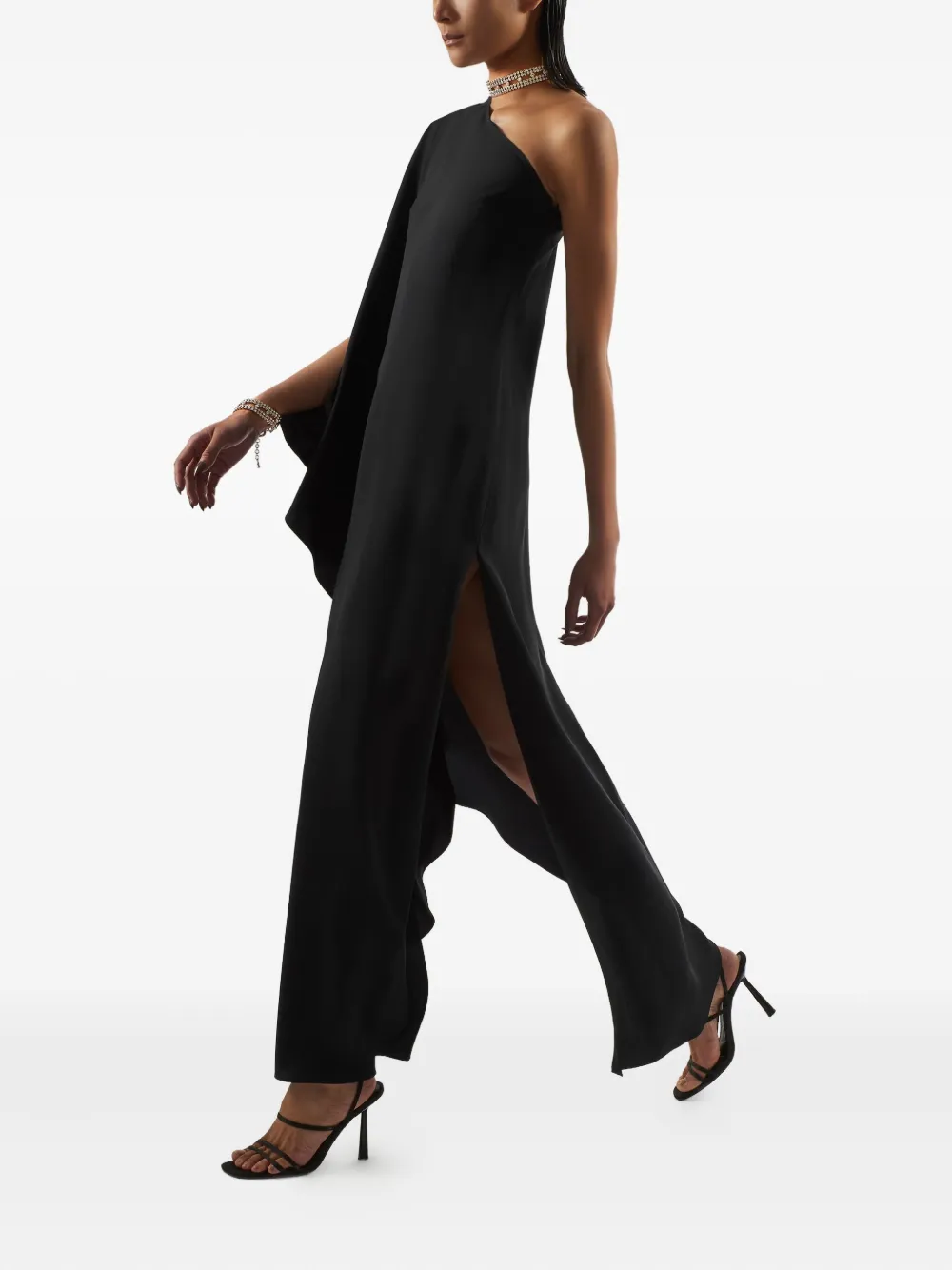 Taller Marmo Bolkan Crystal asymmetrische midi-jurk Zwart