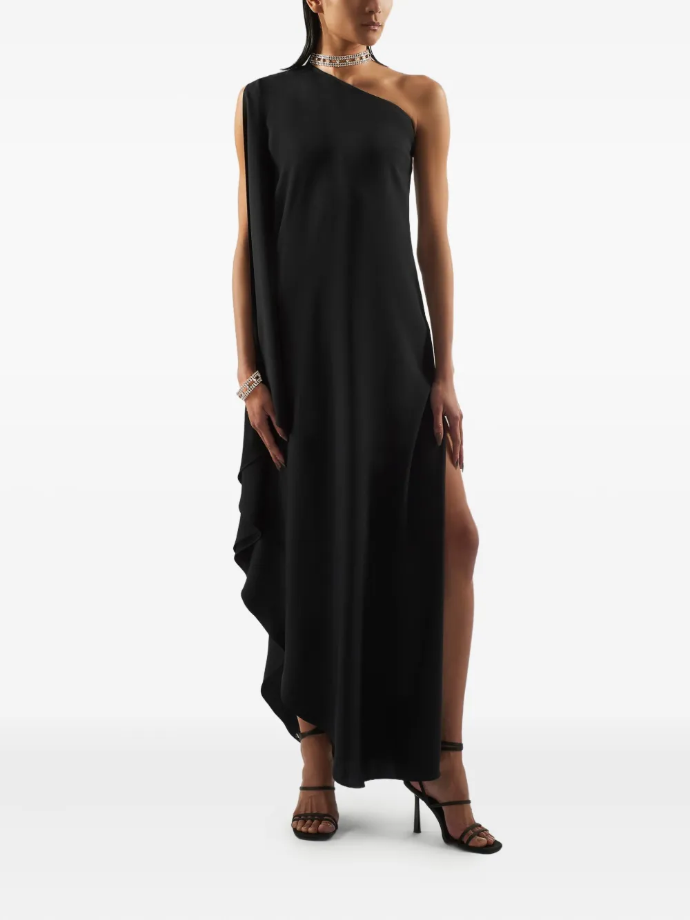 Taller Marmo Bolkan Crystal asymmetrische midi-jurk - Zwart