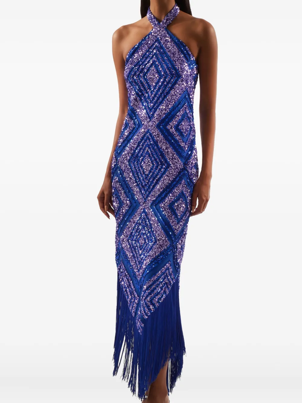 Taller Marmo Nina midi-jurk met geometrische franje Blauw