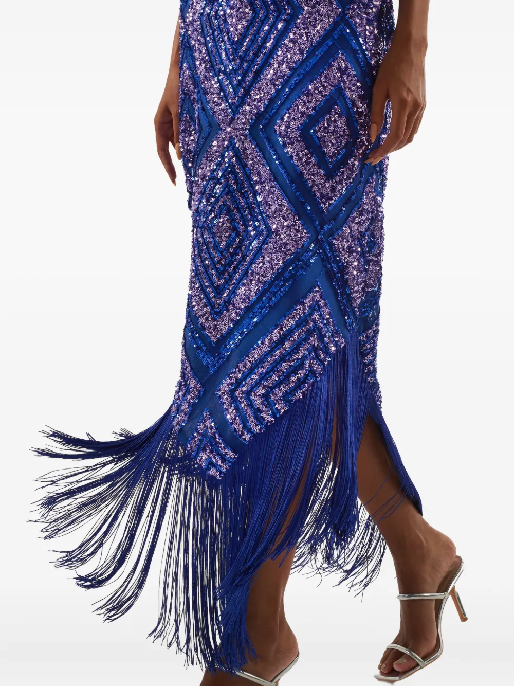 Taller Marmo Nina midi-jurk met geometrische franje Blauw