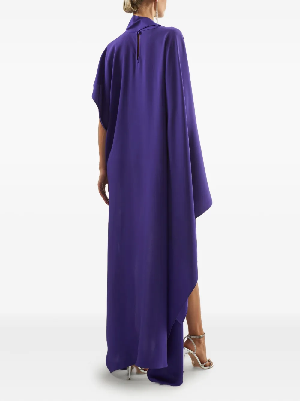 Taller Marmo California Fringed High-neck Asymmetric Kaftan In Purple
