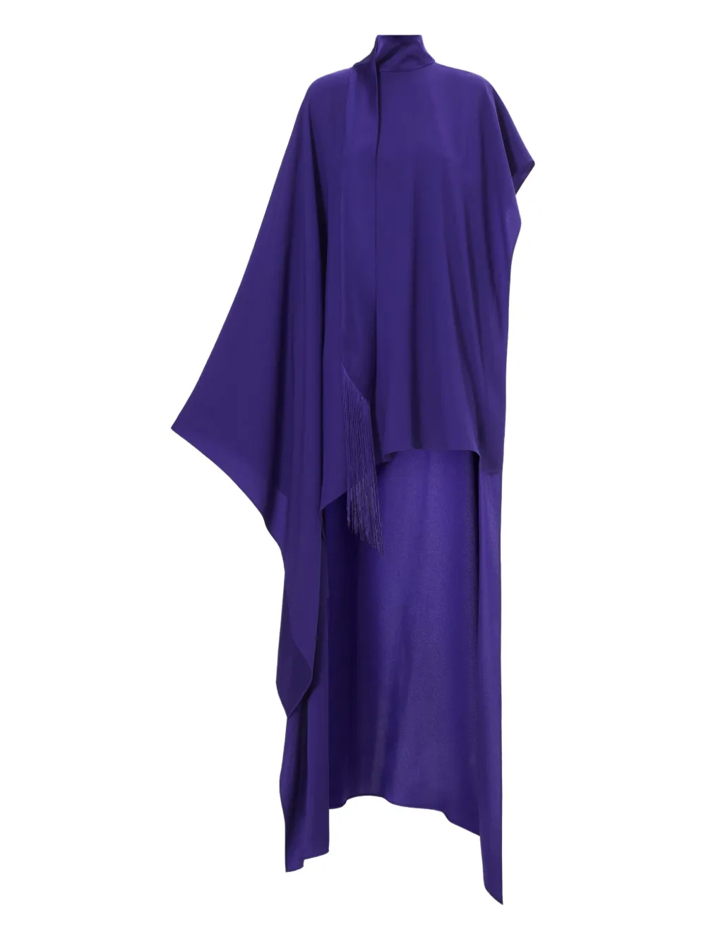 Taller Marmo California Fringed High-neck Asymmetric Kaftan In Purple