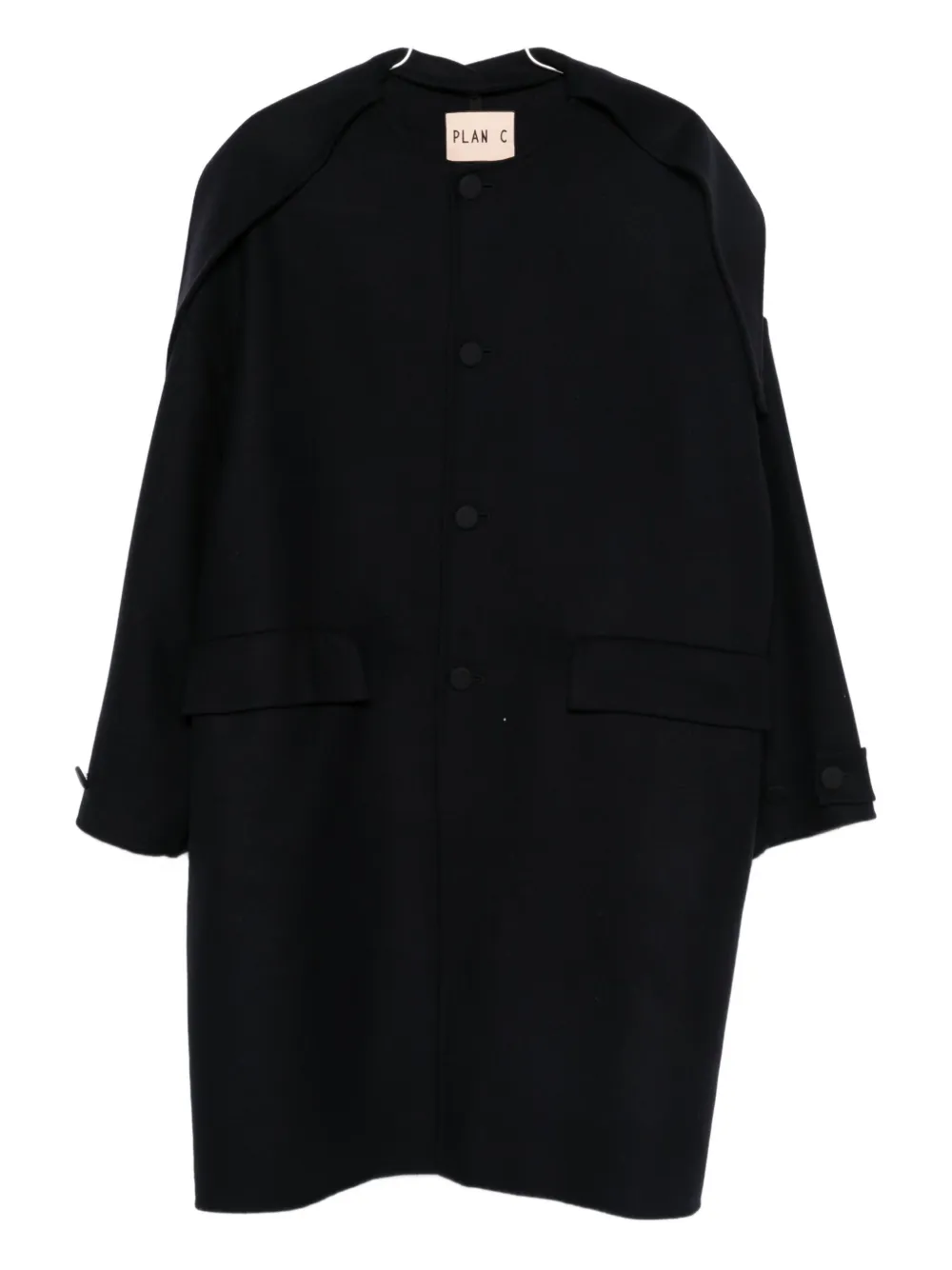 Plan C Single-breasted Coat In Black