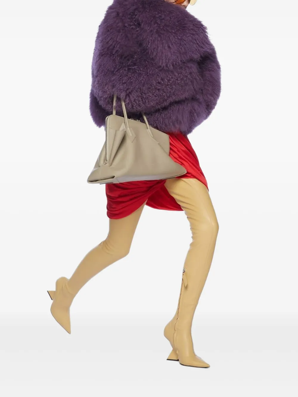 The Attico Jack met lange mouwen en bont Paars