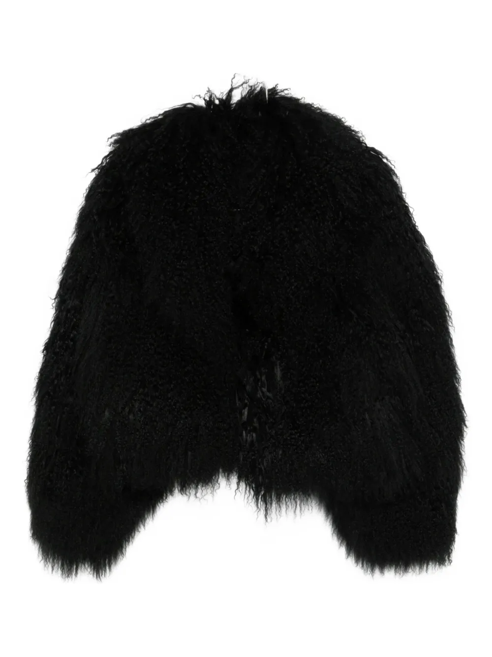 Blancha Textured Faux-fur Coat In Black