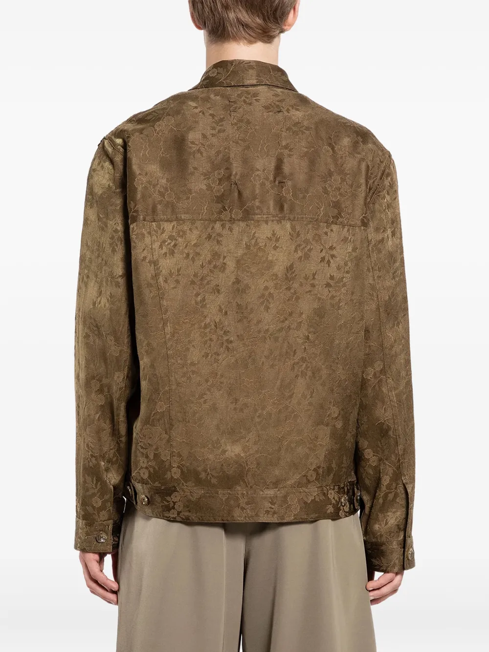 Song For The Mute Shirtjack met bloemen-jacquard Bruin