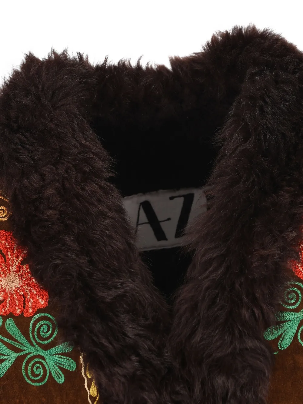 Zazi Vintage Indira Floral-embroidery Coat In Brown