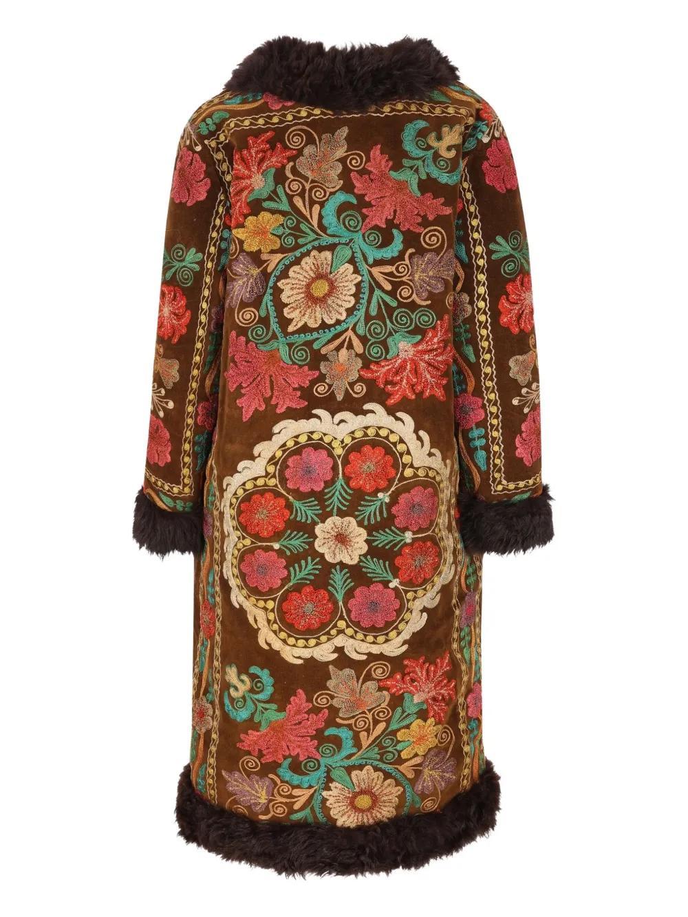 ZAZI VINTAGE Indira floral-embroidery coat - Bruin