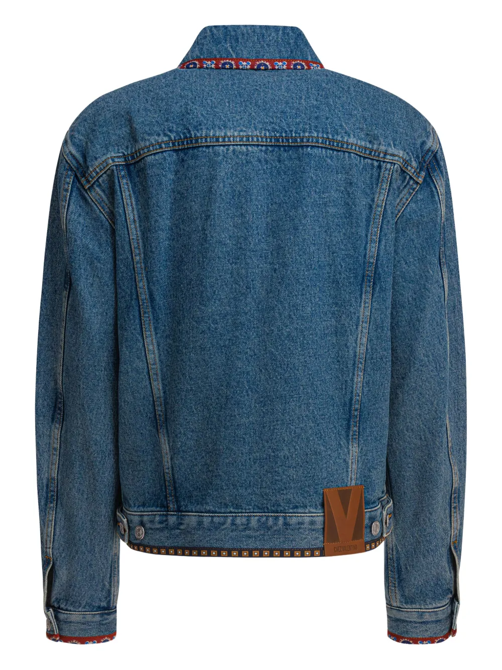 Valentino Beaded-embroidery Denim Jacket In Blue