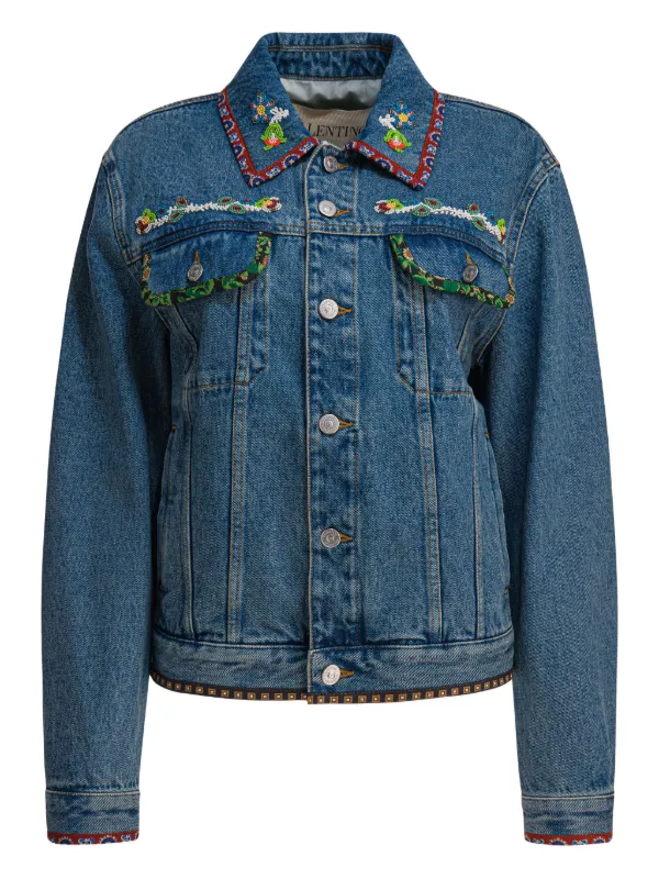 Valentino Garavani ビーズ デニムジャケット | ブルー | FARFETCH JP