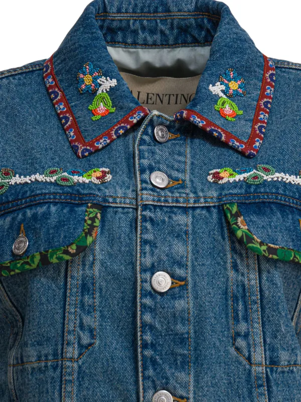 Valentino Garavani ビーズ デニムジャケット | ブルー | FARFETCH JP