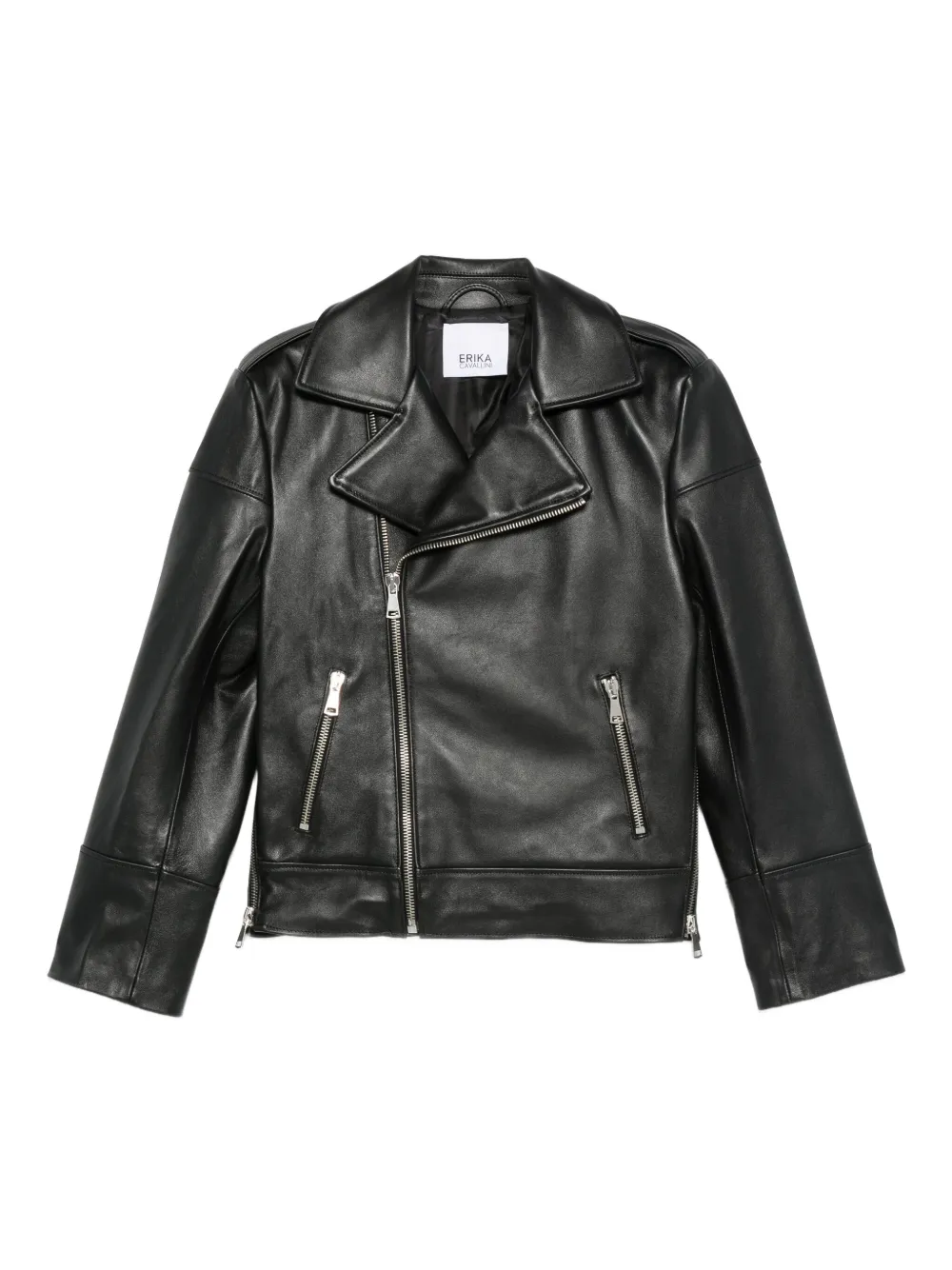 Erika Cavallini Leather Biker Jacket In Black