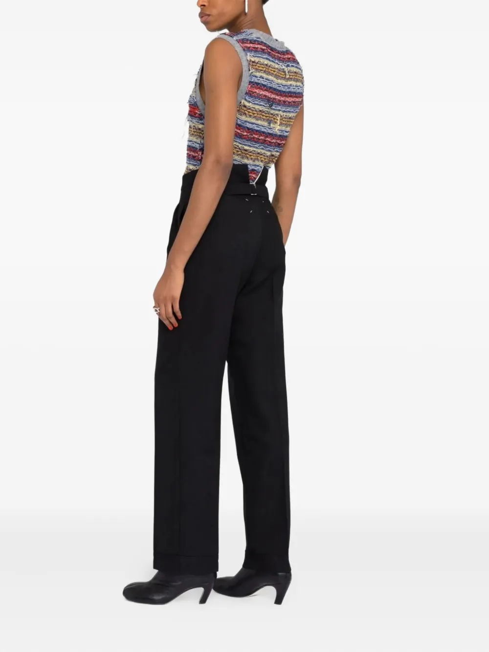 Maison Margiela Tailored High-waist Trousers With Classic Button Closure In Black