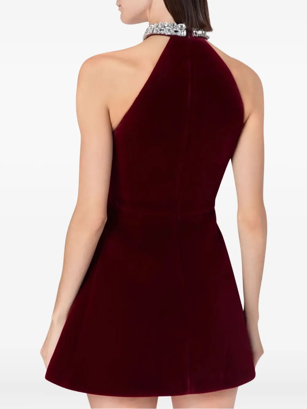 David Koma Crystal-embroidered Halterneck Mini Dress In Red