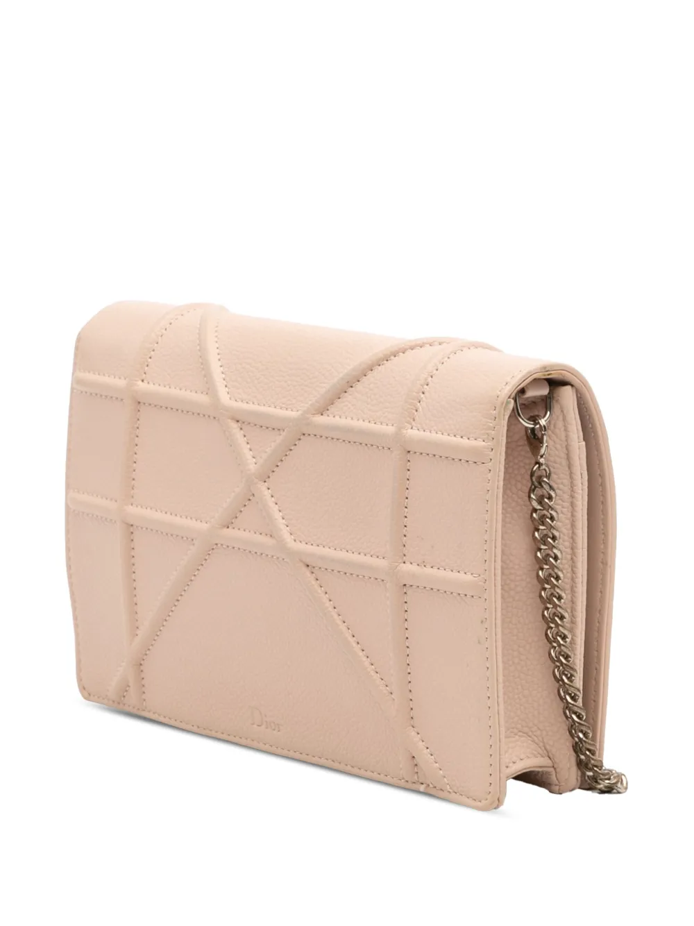 Pre-owned Dior 2016 Grained Calfskin Ama Wallet On Chain Crossbody Bag In Brown